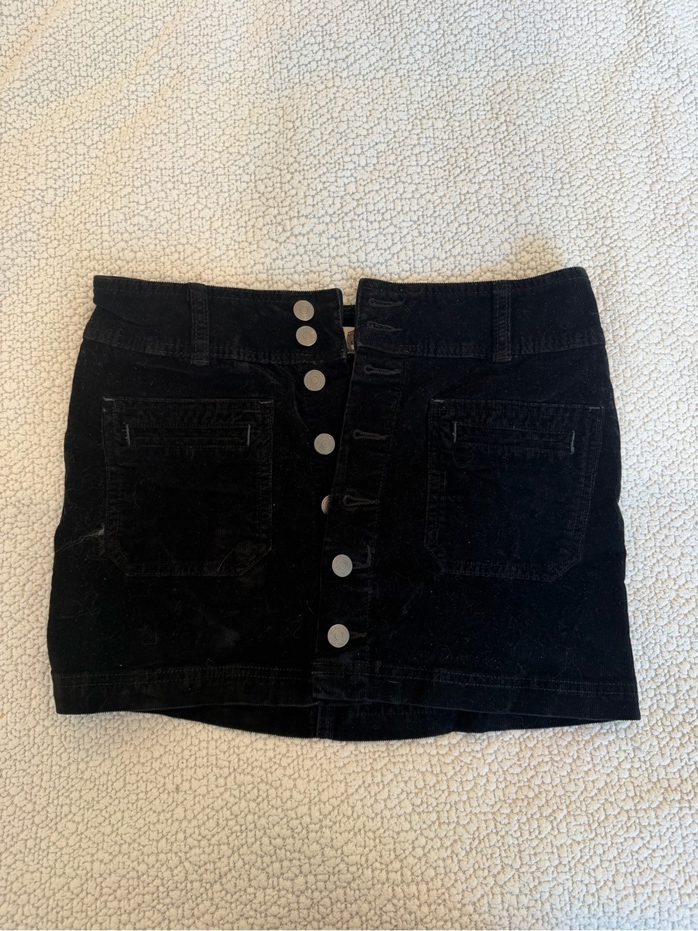 Free People Black Button-Front Mini Skirt